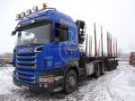 Camion buşteni Scania R420 LA6x4,návěs Svan |  Tehnică de transport şi manipulare | Echipament pentru prelucrarea lemnului | JANEČEK CZ 